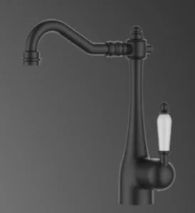 ברז פרח נמוך פיה מסתובבת ידית חרס לבנה שמור מט 3610B סיוון אופיר