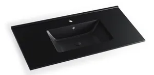 כיור חרס אינטגרלי 100X47X18 ס"מ סקיני שחור מט 9104MB סיוון אופיר