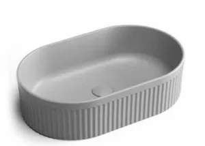 כיור חרס מונח מעוגל 49X31X13 ס"מ עם פסים אפור מט 9749MG סיוון אופיר