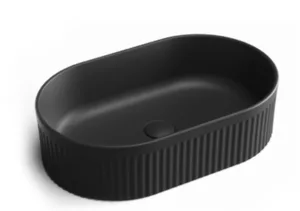 כיור חרס מונח מעוגל 49X31X13 ס"מ עם פסים שחור מט 9749MB סיוון אופיר