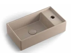 כיור חרס מלבני עם חור לברז 41X22.5X10 ס"מ מונח/תלוי מוקה מט 9318MK סיוון אופיר