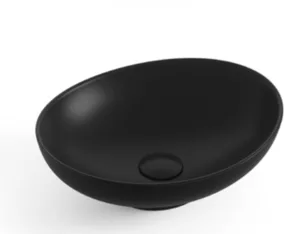 כיור חרס מונח אובלי 36X30X12.5 ס"מ שחור מט 9450MBS סיוון אופיר