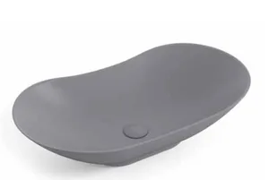 כיור חרס מונח אובלי 64X37X16 ס"מ אפור מט 9224MG סיוון אופיר