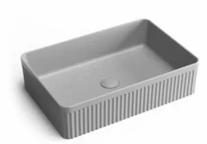 כיור חרס מונח מלבני 50X34X13 ס"מ עם פסים אפור מט 9017MG סיוון אופיר