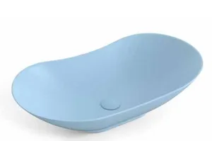 כיור חרס מונח 64X37X16 ס"מ תכלת מט 9224BL סיוון אופיר