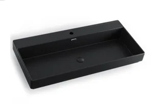 כיור חרס אינטגרלי מונח מלבני 100X47X15 ס"מ שחור מט 9910MB סיוון אופיר