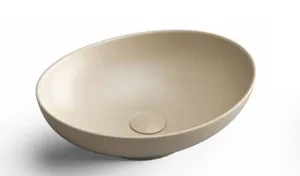 כיור חרס מונח אובלי 40X33X14.5 ס"מ פרגמון מט 9450P סיוון אופיר