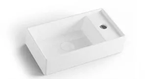 כיור חרס מלבני עם חור לברז 41X22.5X10 ס"מ מונח/תלוי לבן מבריק 9318W סיוון אופיר