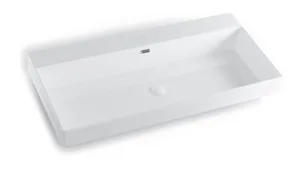 כיור חרס אינטגרלי - מונח מלבני 100X47X15 ס"מ *ללא חור לברז* לבן מבריק 9910WL סיוון אופיר