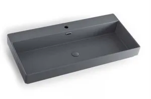 כיור חרס אינטגרלי מונח מלבני 100X47X15 ס"מ אפור מט 9910MG סיוון אופיר