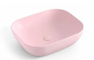 כיור חרס מונח מלבני 50X40X14.5 ס"מ ורוד מט 9851MP סיוון אופיר