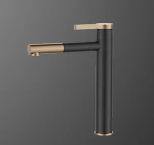 ברז פרח גבוה מסתובב שחור מט בשילוב רוז גולד מט 5403RGB סיוון אופיר