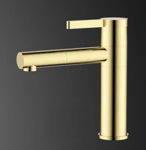 ברז פרח נמוך פיה מסתובבת זהב מבריק 5407G סיוון אופיר