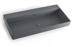 כיור חרס אינטגרלי מונח מלבני 100X47X15 ס"מ *ללא חור לברז* אפור מט 9910MGL סיוון אופיר