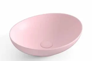 כיור חרס מונח אובלי 40X33X14.5 ס"מ ורוד מט 9450MP סיוון אופיר