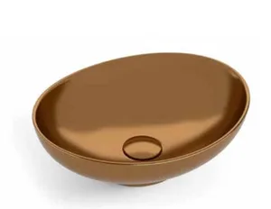 כיור חרס מונח אובלי 36X30X12.5 ס"מ רוז גולד מט 9450RGMS סיוון אופיר
