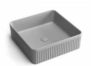 כיור חרס מונח מרובע 37.5X37.5X13 ס"מ עם פסים אפור מט 9843MG סיוון אופיר