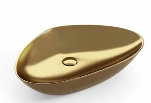 כיור חרס מונח משולש 59X39X13 ס"מ זהב מט 9856MG1 סיוון אופיר