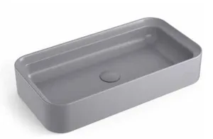 כיור חרס מונח מלבני גדול 75X40X14 ס"מ אפור מט 9016MG סיוון אופיר