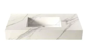 כיור גרניט פורצלן 120/46 ס"מ בעובי 15 ס"מ לבן מט קלקתא סיוון אופיר