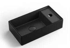 כיור חרס מלבני עם חור לברז 41X22.5X10 ס"מ מונח/תלוי שחור מט 9318MB סיוון אופיר