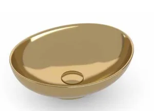 כיור חרס מונח אובלי 36X30X12.5 ס"מ זהב מבריק 9450GOS סיוון אופיר