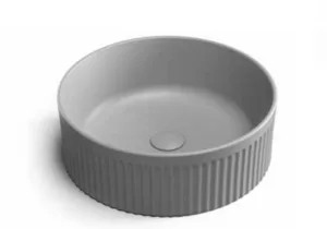 כיור חרס מונח 37X37X13 ס"מ עם פסים אפור מט 9562MG סיוון אופיר