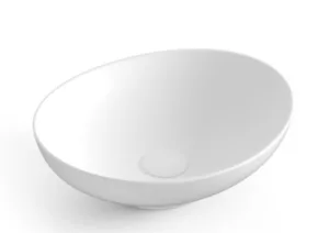 כיור חרס מונח אובלי 36X30X12.5 ס"מ לבן 9450MWS סיוון אופיר