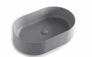 כיור חרס מונח אובלי 56.5X36.5X14.5 ס"מ אפור מט 9849MG סיוון אופיר