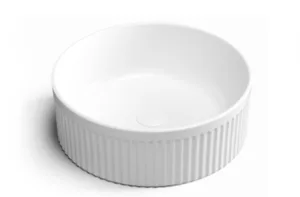 כיור חרס מונח 37X37X13 ס"מ עם פסים לבן מט 9562MW סיוון אופיר