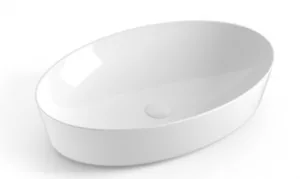 כיור חרס מונח אובלי 62X41X14 ס"מ לבן מבריק 9847W סיוון אופיר