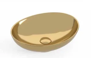 כיור חרס מונח אובלי 40X33X14.5 ס"מ זהב מבריק 9450GO סיוון אופיר