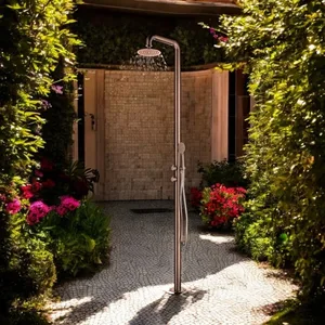 מערכת רחצה יוקרתית לגינה כולל אינטרפוץ מתכת בגימור רוז גולד מט 5014RG סיוון אופיר