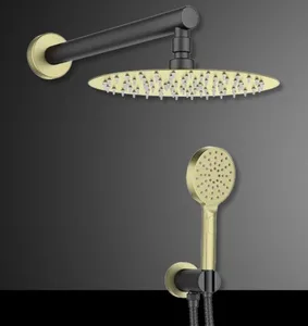 סט רחצה למקלחת 5 חלקים עגול שחור מט בשילוב זהב מט S22BG1 סיוון אופיר