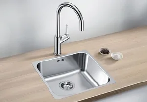 כיור מטבח בלנקו סופרא נירוסטה 44X44X17.5 ס"מ BLANCO מקורי באחריות ניגא!!! יבוא רשמי! BLANCO בלנקו