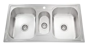 כיור מטבח נירוסטה כפול עם קערת שאריות 49X100X20.5 ס"מ דגם אגת AGAT שוני SHONY