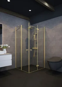 מקלחון פינתי דופן קבועה ודלת + חצי הרמוניקה מתקפל זהב מידה מיוחדת 2801W+D פורום