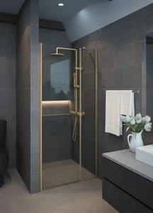 מקלחון חזית דופן קבועה + דלת פתיחה החוצה בלבד זהב מידה מיוחדת 100-140 LIZI A+F פורום