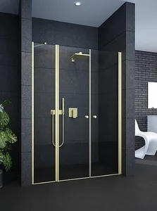 מקלחון חזית דופן קבועה + 2 דלתות IN/OUT זהב מידה מיוחדת 120-160 LIZI 2B פורום