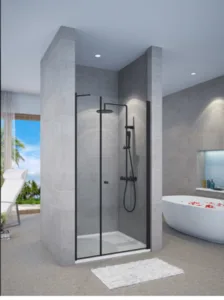 מקלחון חזית דופן קבועה + דלת פתיחה החוצה בלבד שחור מידה מיוחדת 100-140 LIZI A+F פורום