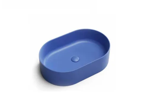 כיור חרס מונח אובלי 56.5X36.5X14.5 ס"מ כחול רויאל 9849DL סיוון אופיר