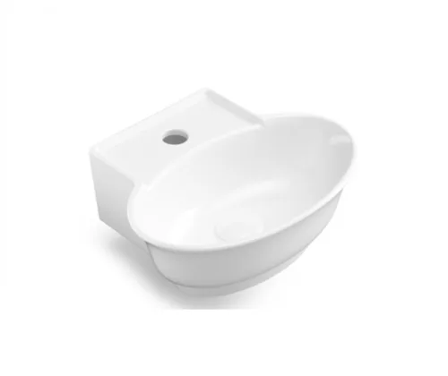 כיור חרס תלוי 40X34X13 ס"מ לבן מבריק 9418W סיוון אופיר