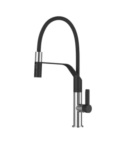 ברז מטבח נשלף 2 מצבי זרימה שחור מט בשילוב ניקל מבריק 1029 סיוון אופיר