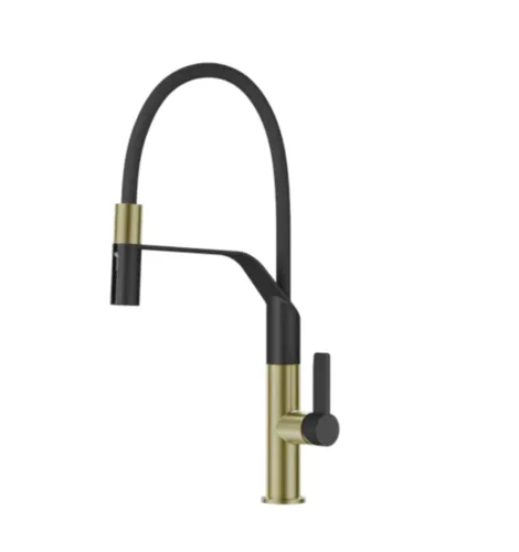 ברז מטבח נשלף 2 מצבי זרימה שחור מט בשילוב זהב מט 1029BYB סיוון אופיר