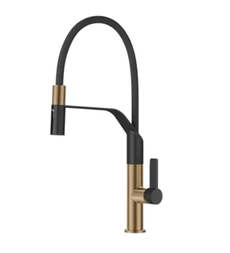 ברז מטבח נשלף 2 מצבי זרימה שחור מט בשילוב רוז גולד מט 1029RGB סיוון אופיר