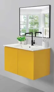 ארון תלוי דגם פרי - PERRY עומק 36 ס"מ עם כיור טוי חרס לבן 122 ס"מ סניטק