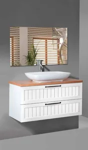 ארון תלוי דגם וויליאם - WILLIAM עומק 47 ס"מ עם כיור סקיני חרס לבן 62 ס"מ סניטק