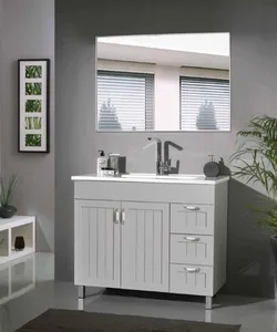 ארון עומד דגם קיריוס - KIRIOUS עומק 47 ס"מ עם כיור סקיני חרס לבן 122 ס"מ סניטק