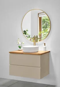 ארון תלוי דגם פנדור - PANDOR עומק 40 ס"מ עם כיור רובי חרס לבן 122 ס"מ סניטק