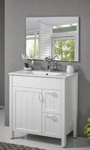 ארון עומד דגם אגנס - AGNES עומק 47 ס"מ עם כיור סקיני חרס לבן 82 ס"מ סניטק